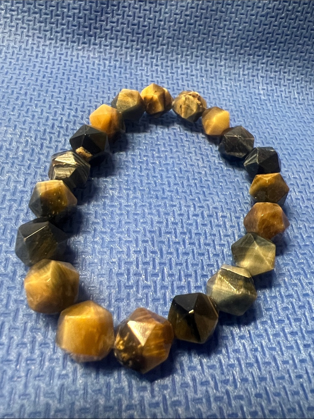 Faceted Tiger's Eye Stretch Bracelet - Brown & Black